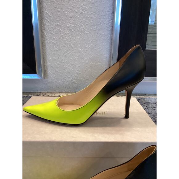 Jimmy Choo Agnes Degrade neon yellow green matte black Ombre pump heels 40.5 - Picture 9 of 17